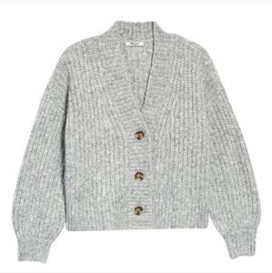 Madewell Women's Waller Gray Oversized Boxy Knit Wool Blend Cardigan Sweater